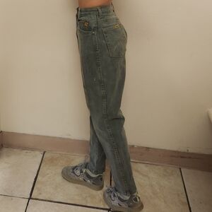 RARE!! Vintage Chic Olive Green Denim High Rise Relaxed Tapered Leg "Mom" Jeans